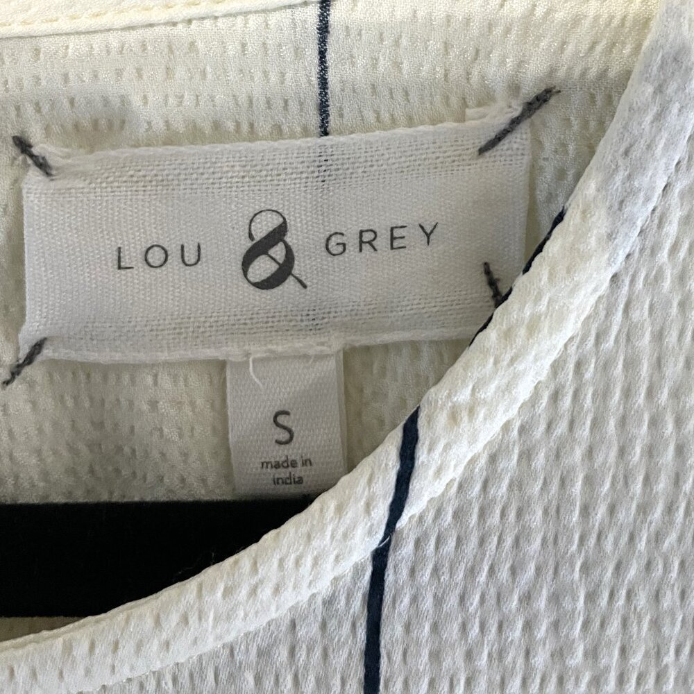 Lou & Gray Navy Blue/ Cream Vertical Stripped Maxi Dress Size Small - Picture 7 of 8